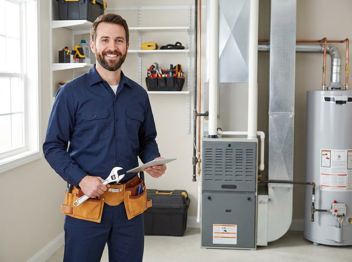 HVAC technician servicing a system in Port Jervis, NY